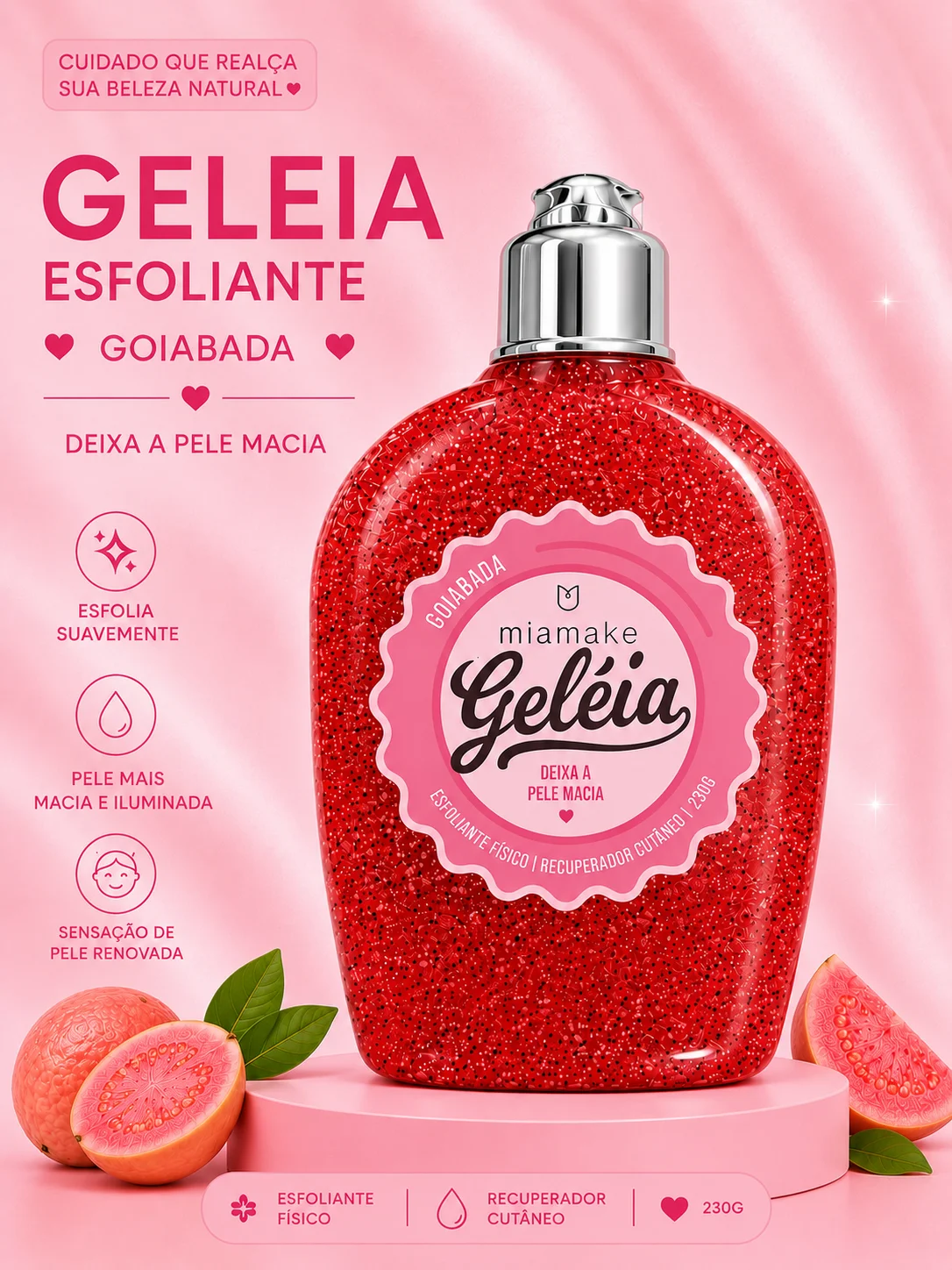 Geleia Esfoliante Corporal Goiabada Miamake 230g | Pele Macia e Iluminada