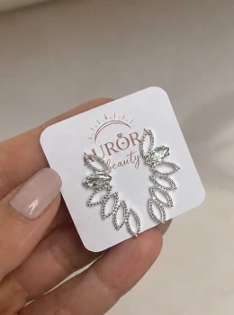 Brinco folha com pedra