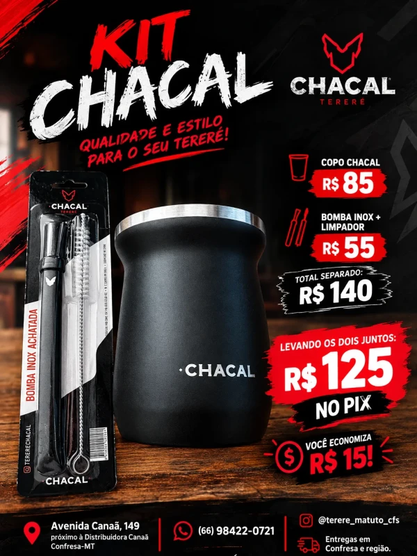 Kit Copo e Bomba Chacal Resistente e Prático