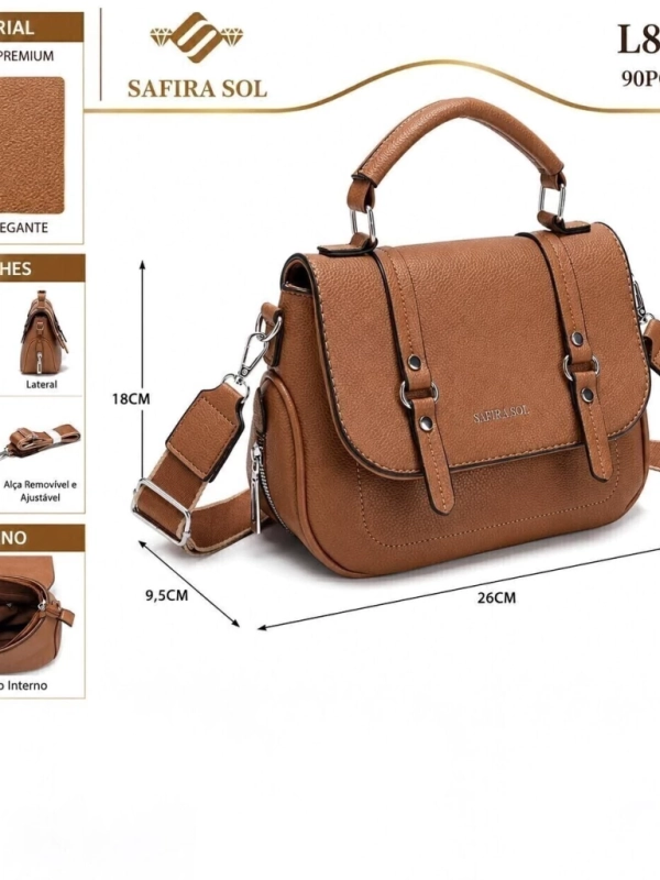 Bolsa Feminina Luxo - Alça Mão e Transversal