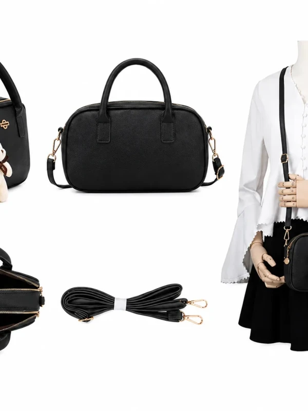 Bolsa Feminina Baú Transversal  - com Chaveiro De Ursinho