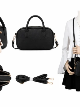 Bolsa Feminina Baú Transversal  - com Chaveiro De Ursinho