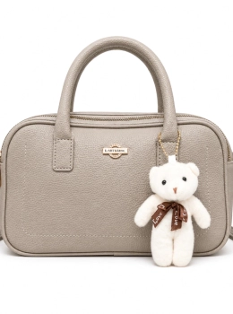 Bolsa Feminina Baú Transversal  - com Chaveiro De Ursinho