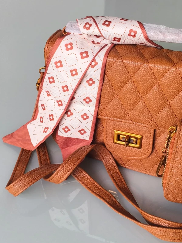 Bolsa Feminina Com Carteira, Lenço e Alça Transversal