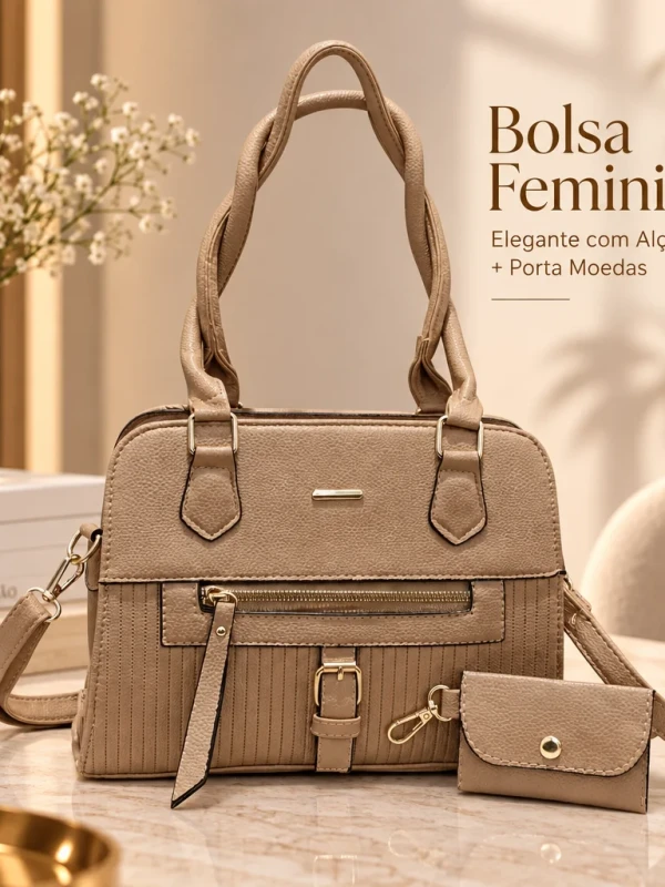Bolsa Feminina Elegante com Alça Dupla + Porta Moedas 