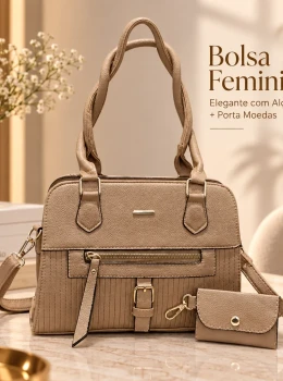 Bolsa Feminina Elegante com Alça Dupla + Porta Moedas 
