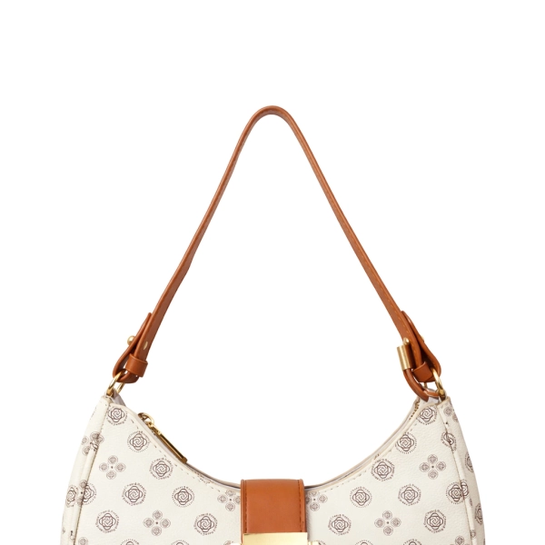 Bolsa Meia Lua - CHEER ROSE - Off White e Caramelo