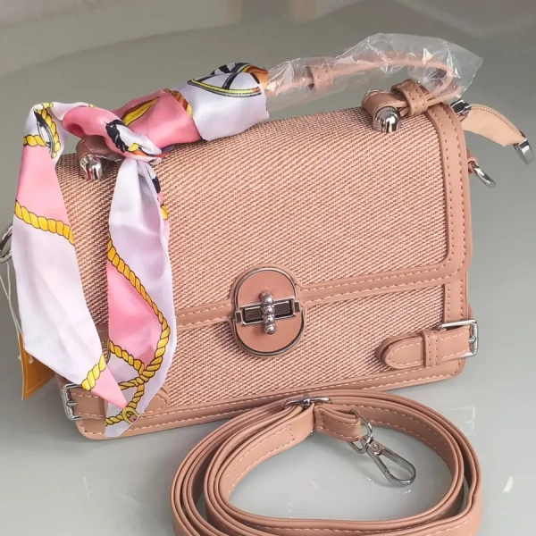 Bolsa Maleta com Alça de Mão e Transversal Bege