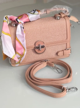 Bolsa Maleta com Alça de Mão e Transversal Bege