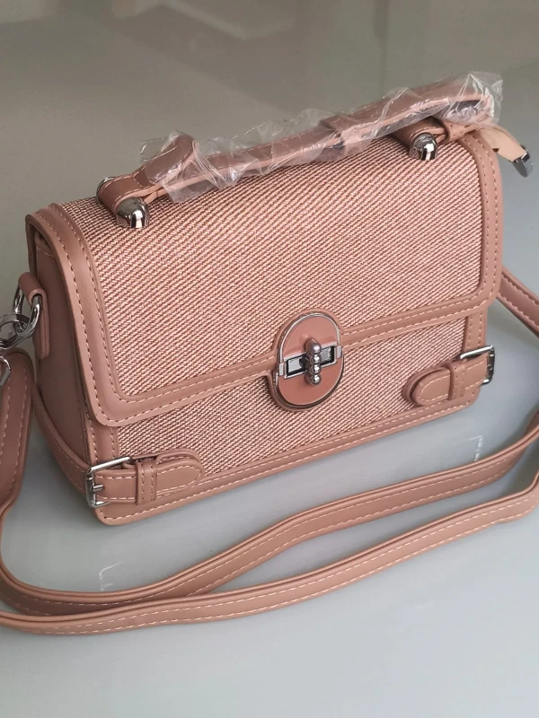Bolsa Maleta com Alça de Mão e Transversal Bege