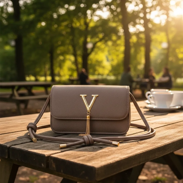 Bolsa Estruturada Feminina com Alça Transversal (Caqui)