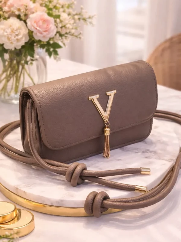 Bolsa Estruturada Feminina com Alça Transversal (Caqui)