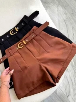 Short Alfaiataria com ziper lateral