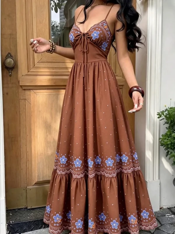 Vestido longo com decote em V - foto 2 de 5