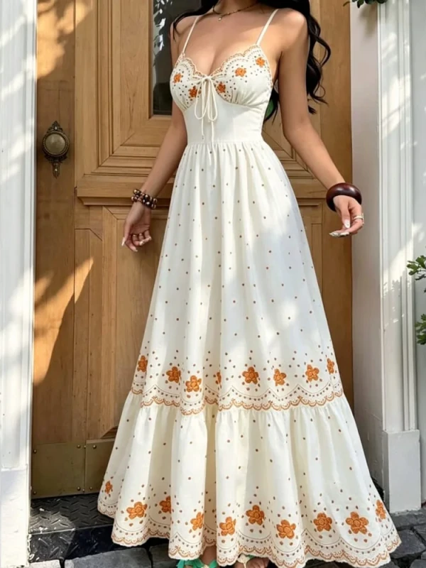 Vestido longo com decote em V