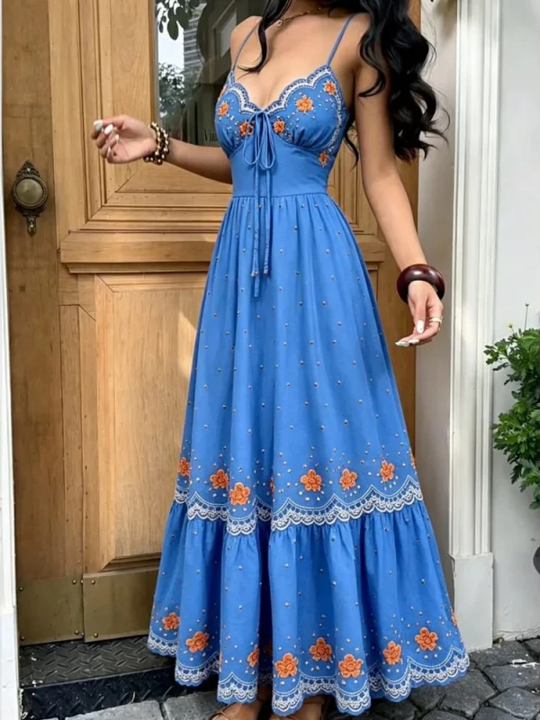 Vestido longo com decote em V - foto 3 de 5