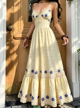 Vestido longo com decote em V - foto 4 de 5