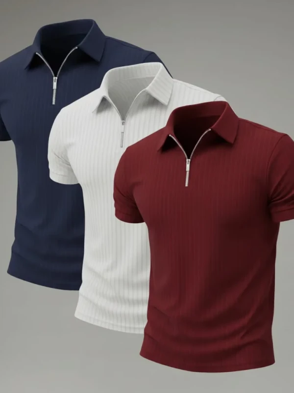 Camiseta polo com ziper