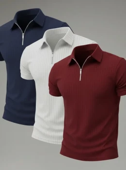 Camiseta polo com ziper