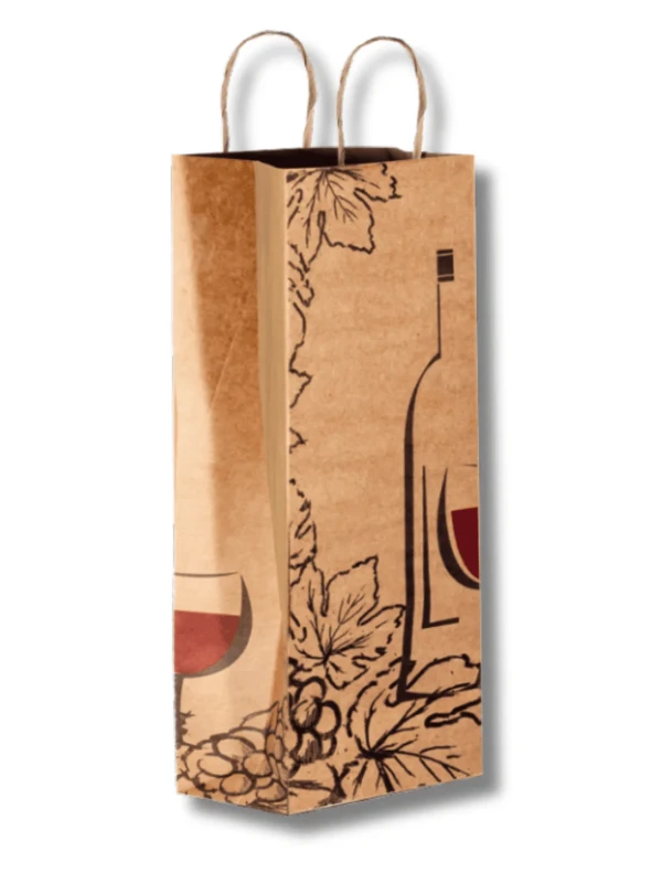 Sacola de vinho alça de papel
