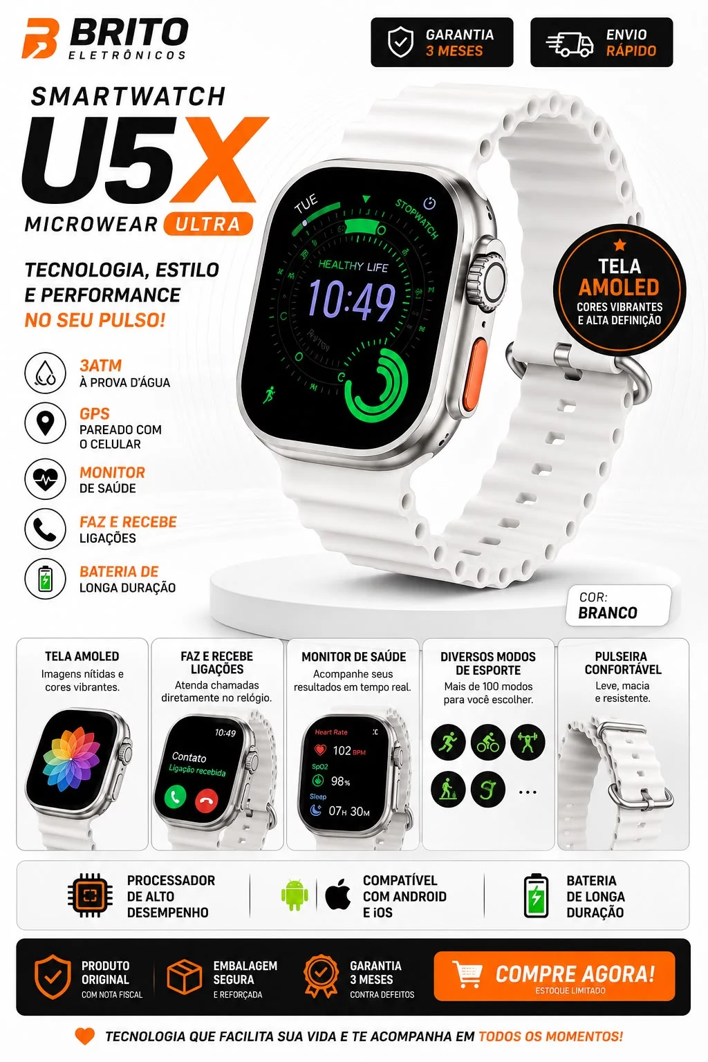 Smartwatch Inteligente -Branco