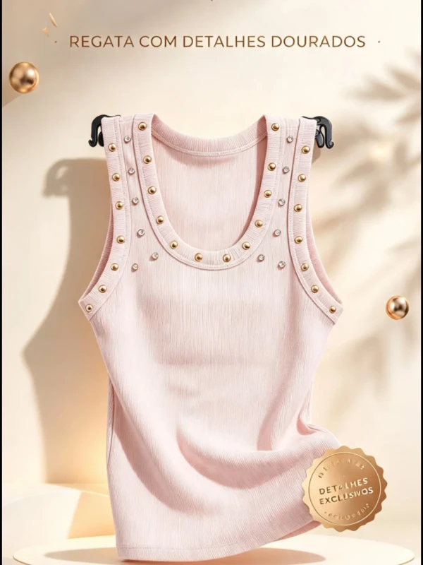 Regata com detalhes dourado e strass