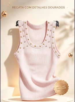 Regata com detalhes dourado e strass