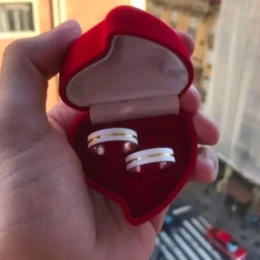 Aliança c/ filete banhado a ouro (5mm) | Prata 950