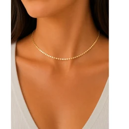 CHOKER BOLINHAS ACHATADAS LAMINADAS