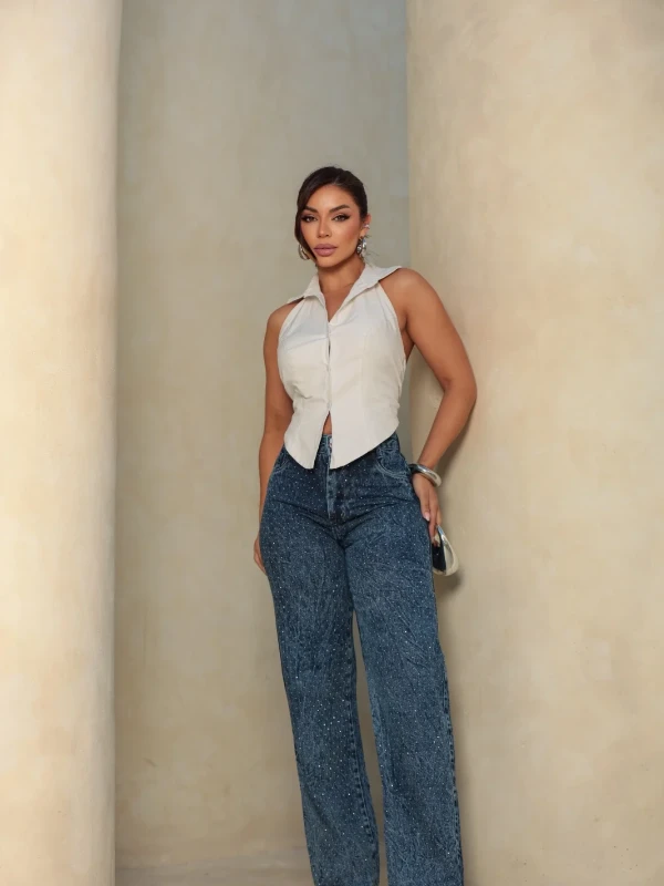 Calça Wide Leg Blue Sky