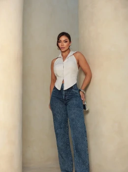Calça Wide Leg Blue Sky