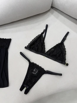 Conjunto Beijo Quente 3 peças Preto (M)