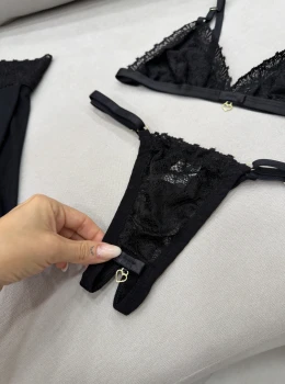 Conjunto Beijo Quente 3 peças Preto (M)