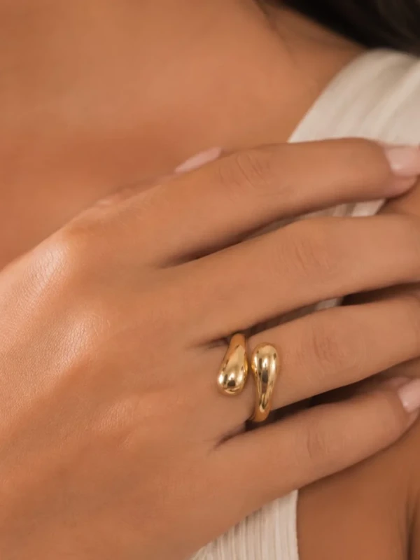 ✨️ Anel Regulável Gota Banhado a Prata 925 ou a Ouro 18K