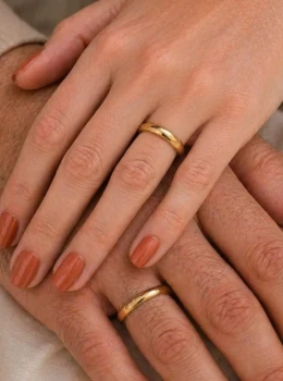 ✨️ Par de Aliança Tradicional Abaulada 2mm em Aço Inox Dourado