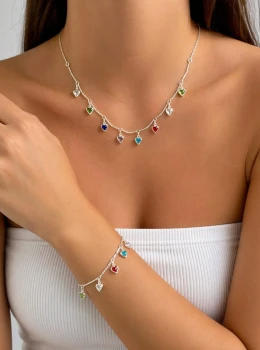 ✨️ Conjunto Colar e Pulseira de Coração Banhado em Prata 925