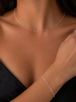 ✨️ Conjunto Colar e Pulseira Minibolinhas Banhado a Ouro 18K ou Prata 925