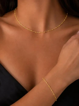 ✨️ Conjunto Colar e Pulseira Minibolinhas Banhado a Ouro 18K ou Prata 925