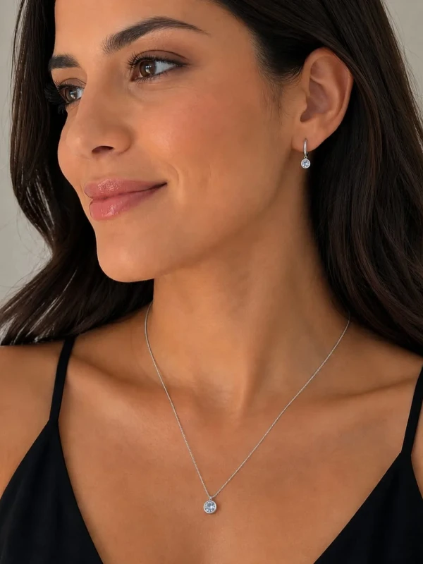✨️ Conjunto Colar e Brincos Clik Ponto De Luz Banhado a Prata 925