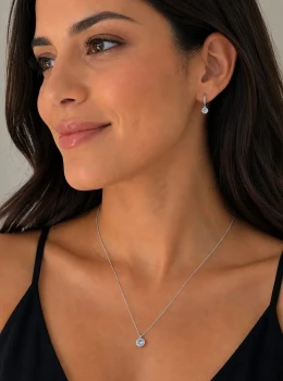 ✨️ Conjunto Colar e Brincos Clik Ponto De Luz Banhado a Prata 925