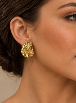 ✨️ Brinco Orgânico Geométrico Banhado a Ouro 18K