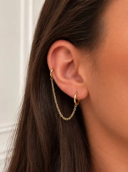 ✨️ Brinco Piercing Unilateral em Aço Inoxidável Dourado