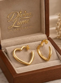 ✨️ Brinco Argola Coração em Aço Inoxidável Banhado a Ouro18K