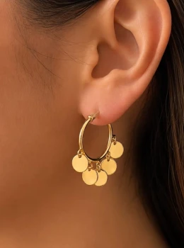 ✨️ Brinco com Fivela de Lantejoulas Banhado a Ouro 18K