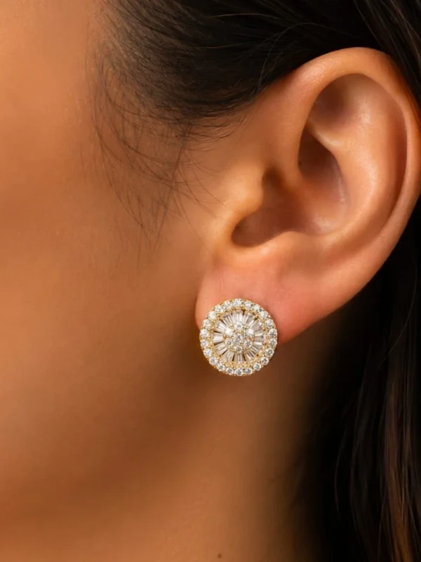 ✨️ Brinco Pizza Zircônia Cristal Banhado a Ouro 18K