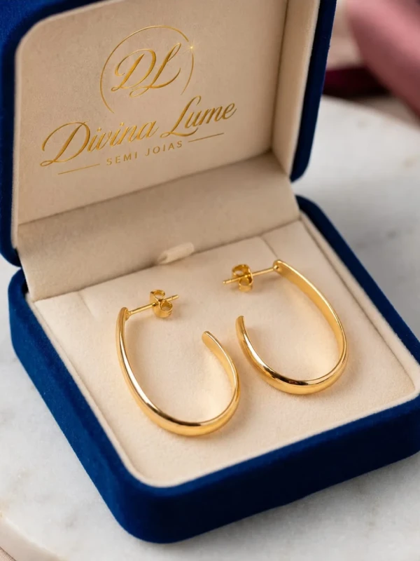 ✨️ Brinco Argola Redonda Gota Banhado a Ouro 18K