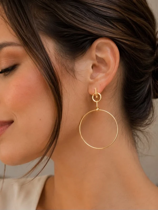 ✨️ Brinco Argola Circular Banhado a Ouro 18K