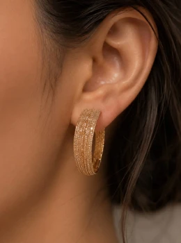 ✨️ Brinco Arcola Formato C Banhado a Ouro 18K