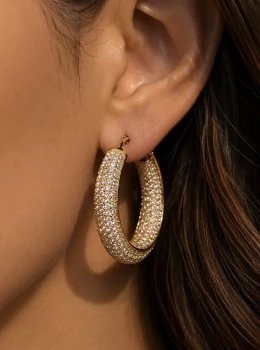 ✨️ Brinco Argola Cravejado em Zircônia Banhado a Ouro 18K
