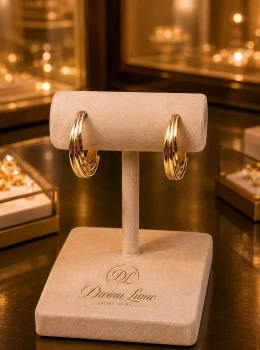 ✨️ Brinco Argola Tripla Aço Cirúrgico Inoxidável Dourado Antialérgico